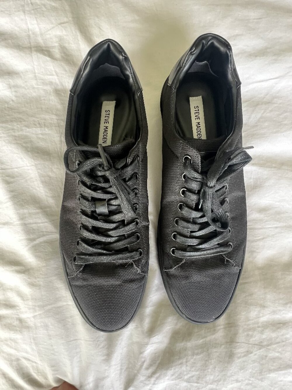 Steve Madden Men's Black Canvas Casual Lace-Up Sneaker 11.5M